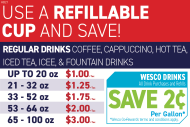 Refill Cup Prices Card - Single Head - Bunn or Curtis Pots HB21