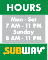 Subway Hours Door Clings SW6