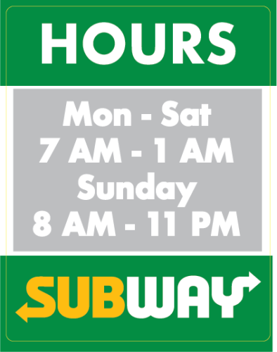 Subway Hours Door Clings  SW7